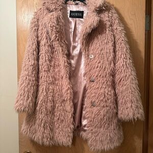 Guess Blush Pink Faux Fur Coat